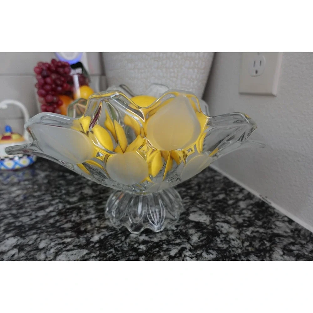 Crystal clear industries Moravia pattern press glass footed centerpiece‎ bowl